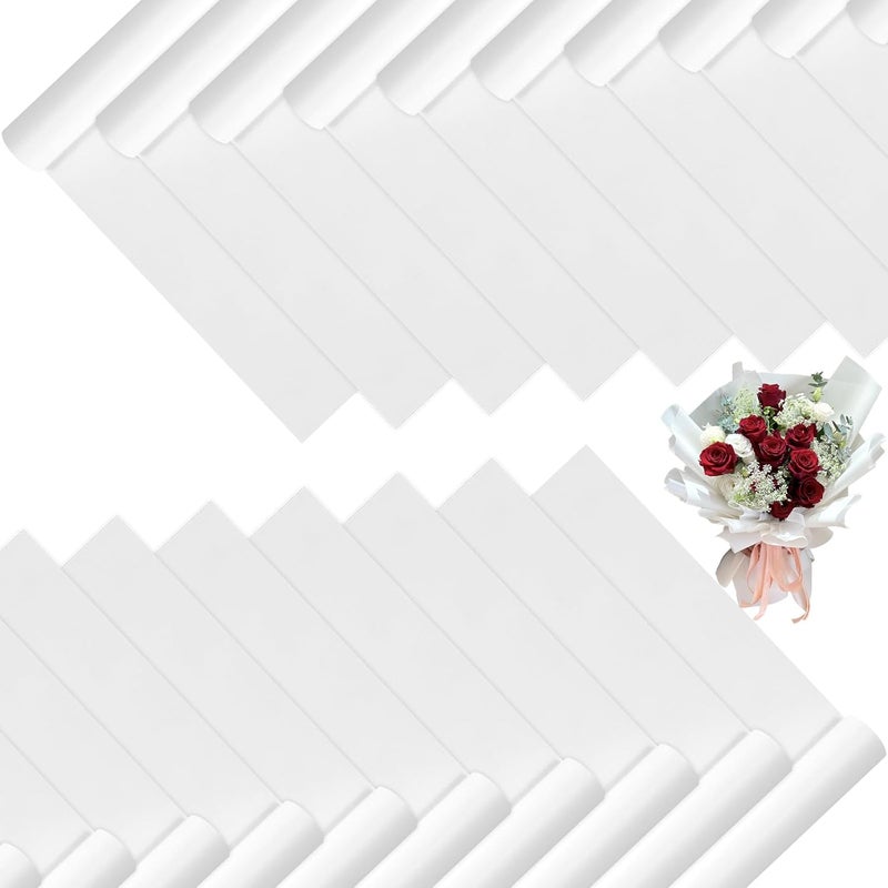 DEWJDFSC 20 Sheets Flower Wrapping Paper,Waterproof Floral Korean Bouquet Wrapping Paper, Florist Supplies, Suitable for Flowers Gift Packaging (Pure White) - Image 1